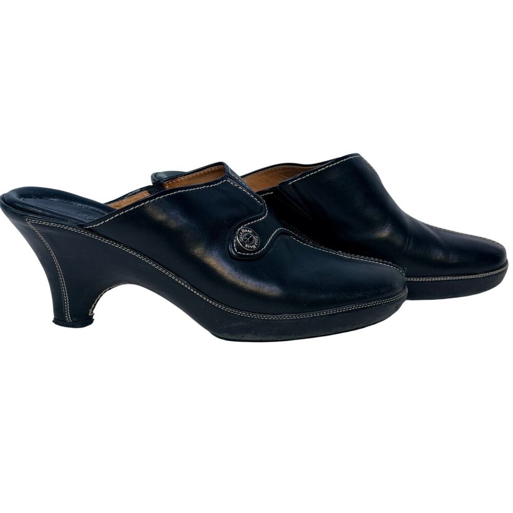 Cole Haan Woman’s Sz 7-1/2 B Leather Heeled Slides in Black - Picture 2 of 8